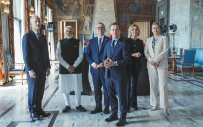 India and Nordic leaders at Oslo Summit handshake