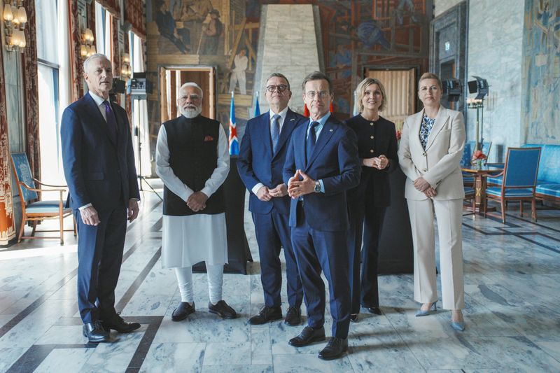 India and Nordic leaders at Oslo Summit handshake