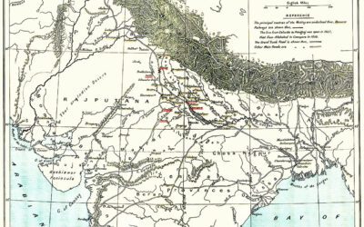 Historical engraving of the 1857 Sepoy revolt at Meerut