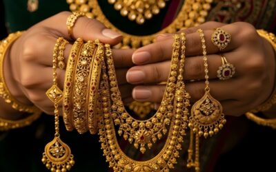 Indian gold and silver jewellery on display