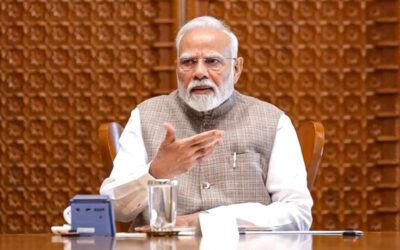 Prime Minister Narendra Modi addressing delegates ahead of foreign visit