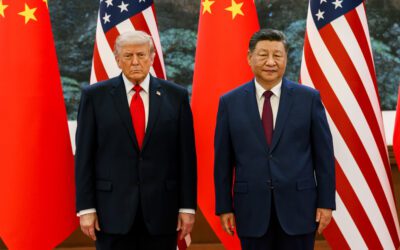Two state leaders shaking hands at official meeting