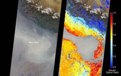 Satellite view of severe air pollution over New Delhi