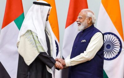 Indian and UAE leaders during the Abu Dhabi airport stopover meeting