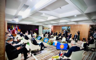 Myanmar leader Min Aung Hlaing attending a regional diplomatic summit