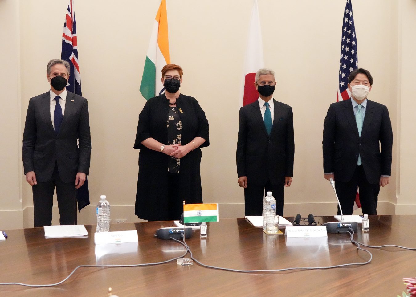 Foreign ministers of India, the United States, Japan and Australia at a Quad meeting