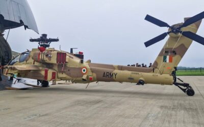 AH-64E Apache attack helicopter in flight illustrating India US defence sustainment package