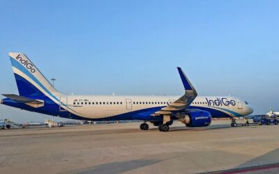 Commercial passenger jet on final approach to landing at an Indian airport