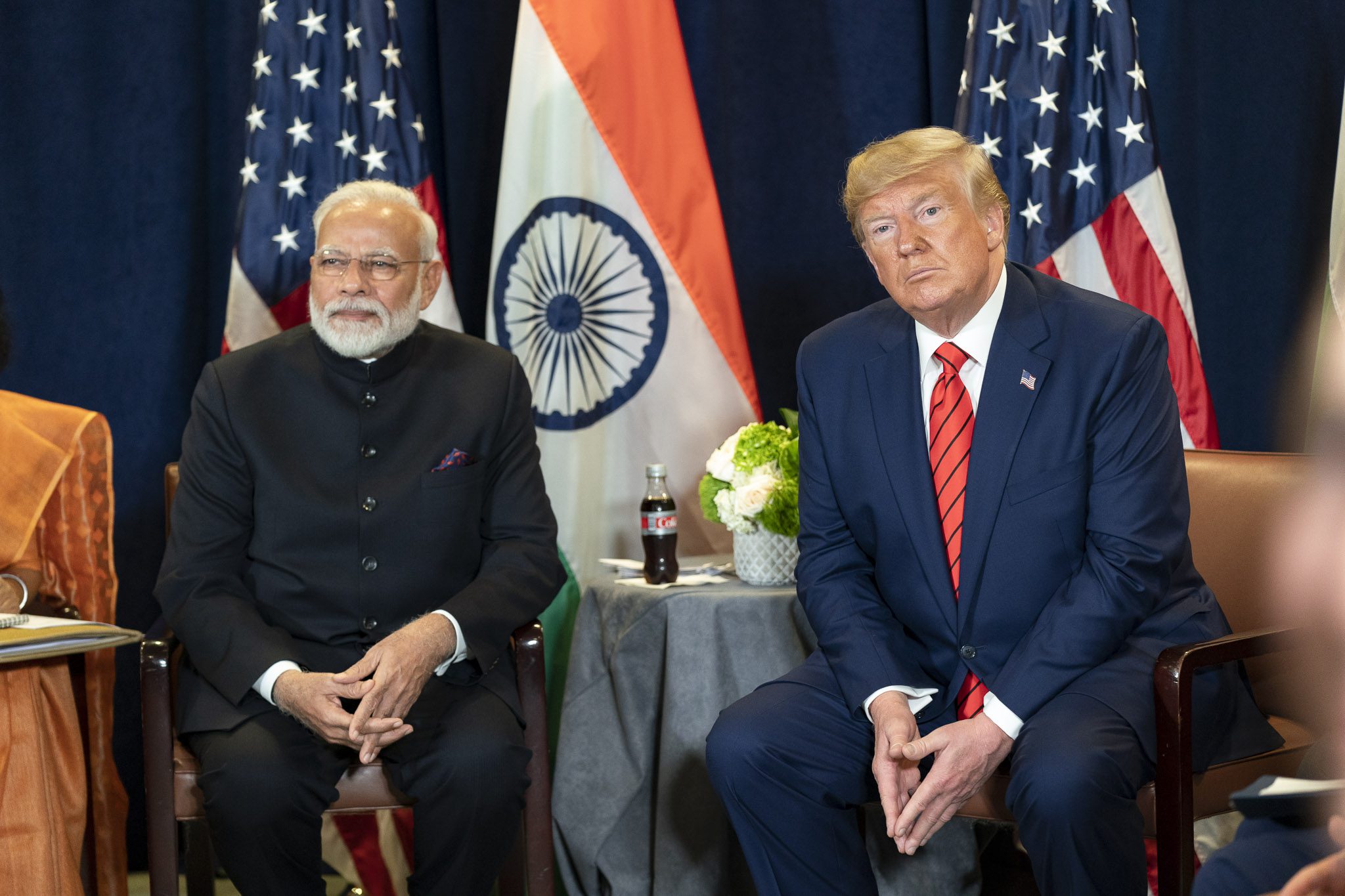 The leaders of India and the United States meeting, reflecting bilateral trade and strategic diplomacy