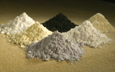 A set of rare earth element oxides used in critical mineral supply chains