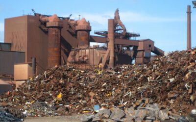 An industrial steel mill complex producing steel