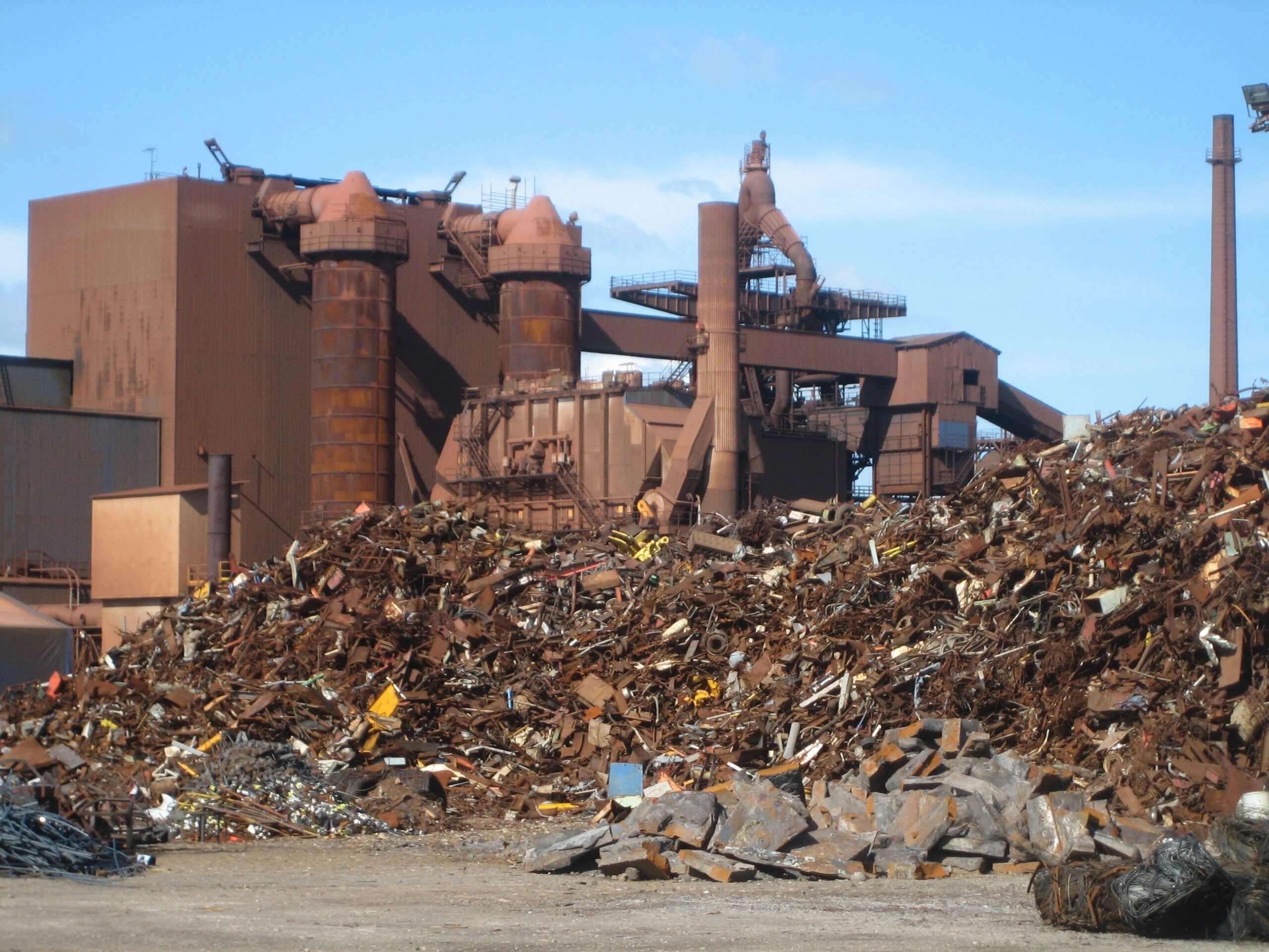An industrial steel mill complex producing steel