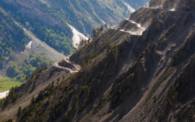 The high-altitude Zoji La mountain pass road linking Kashmir Valley with Ladakh