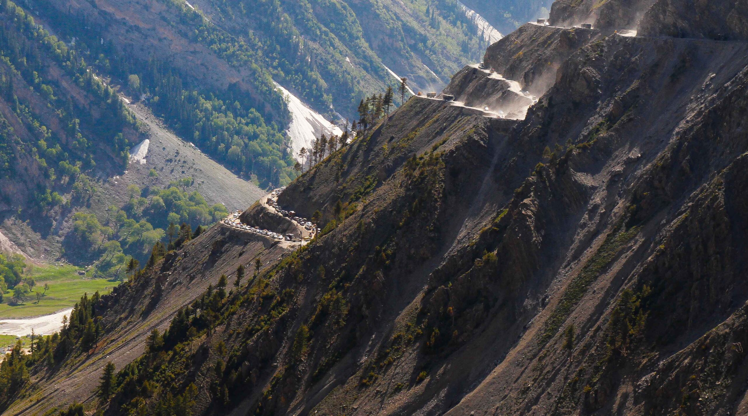 The high-altitude Zoji La mountain pass road linking Kashmir Valley with Ladakh