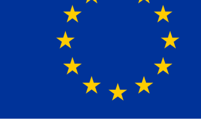 The flag of the European Union, twelve gold stars on a blue field