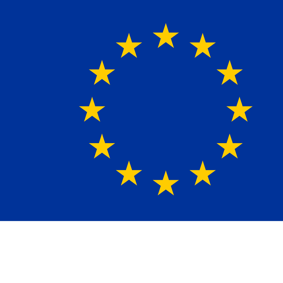 The flag of the European Union, twelve gold stars on a blue field