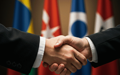 International diplomatic handshake signalling deepened bilateral cooperation
