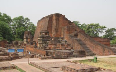 Ancient brick ruins of the Nalanda Mahavihara university complex in Bihar