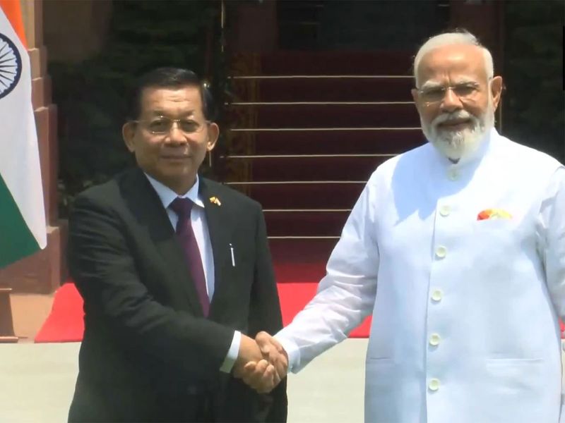 India Myanmar bilateral diplomatic meeting at Hyderabad House