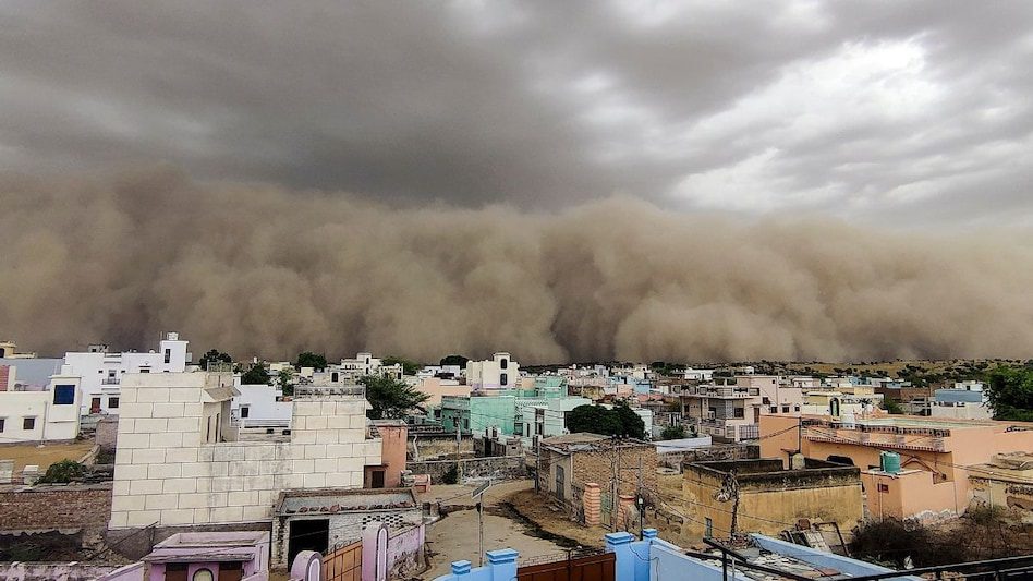 Dust storm sweeping across Rajasthan landscape