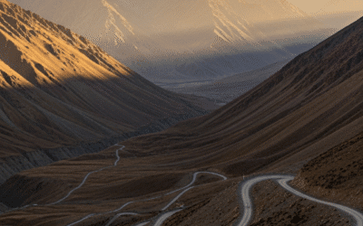 Winding mountain road through the high Himalayas near the India-China border