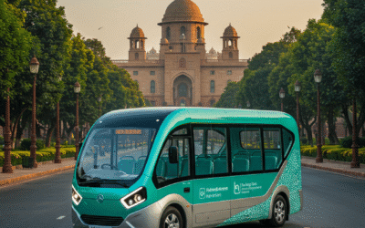 An electric vehicle charging at a station beside a hybrid car representing clean-mobility policy
