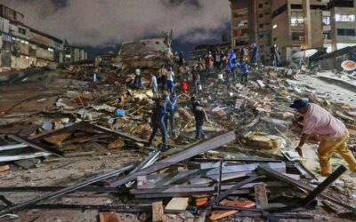 Earthquake damage and rescue scene illustrating the Venezuela twin earthquakes