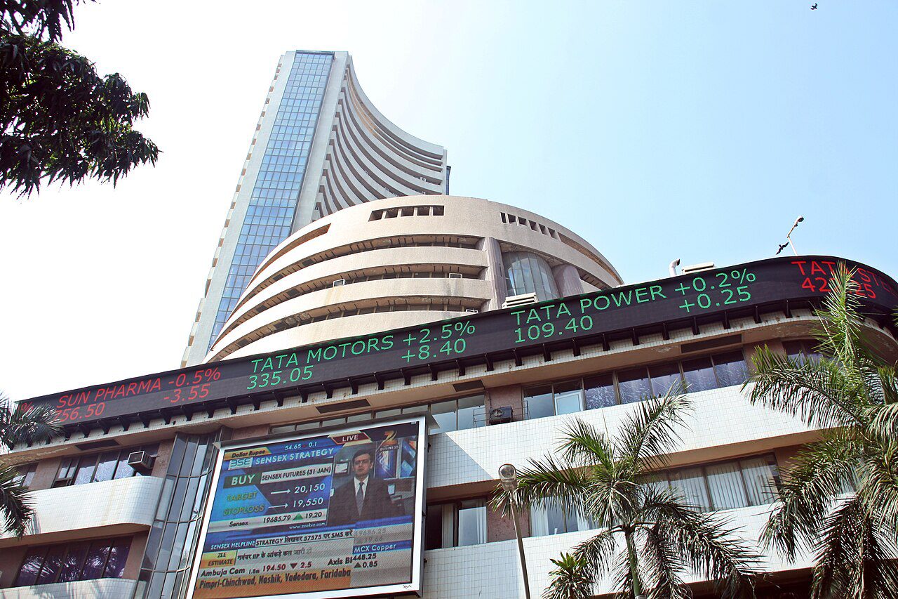 A high-rise stock exchange building on Dalal Street in Mumbai