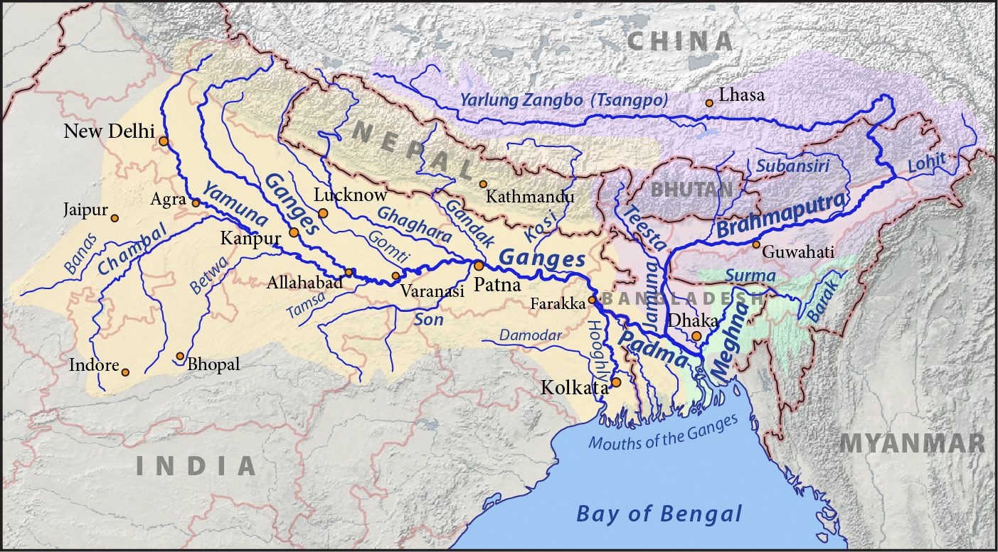 Brahmaputra river in flood during monsoon