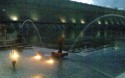 A large reservoir and dam on a river