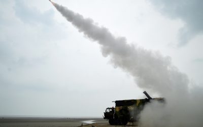 An indigenous surface-to-air missile being launched during a test