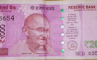 Indian two-thousand rupee banknote representing provident fund savings