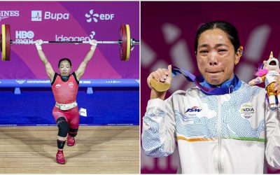 Athlete celebrating on a podium at an international multi-sport event