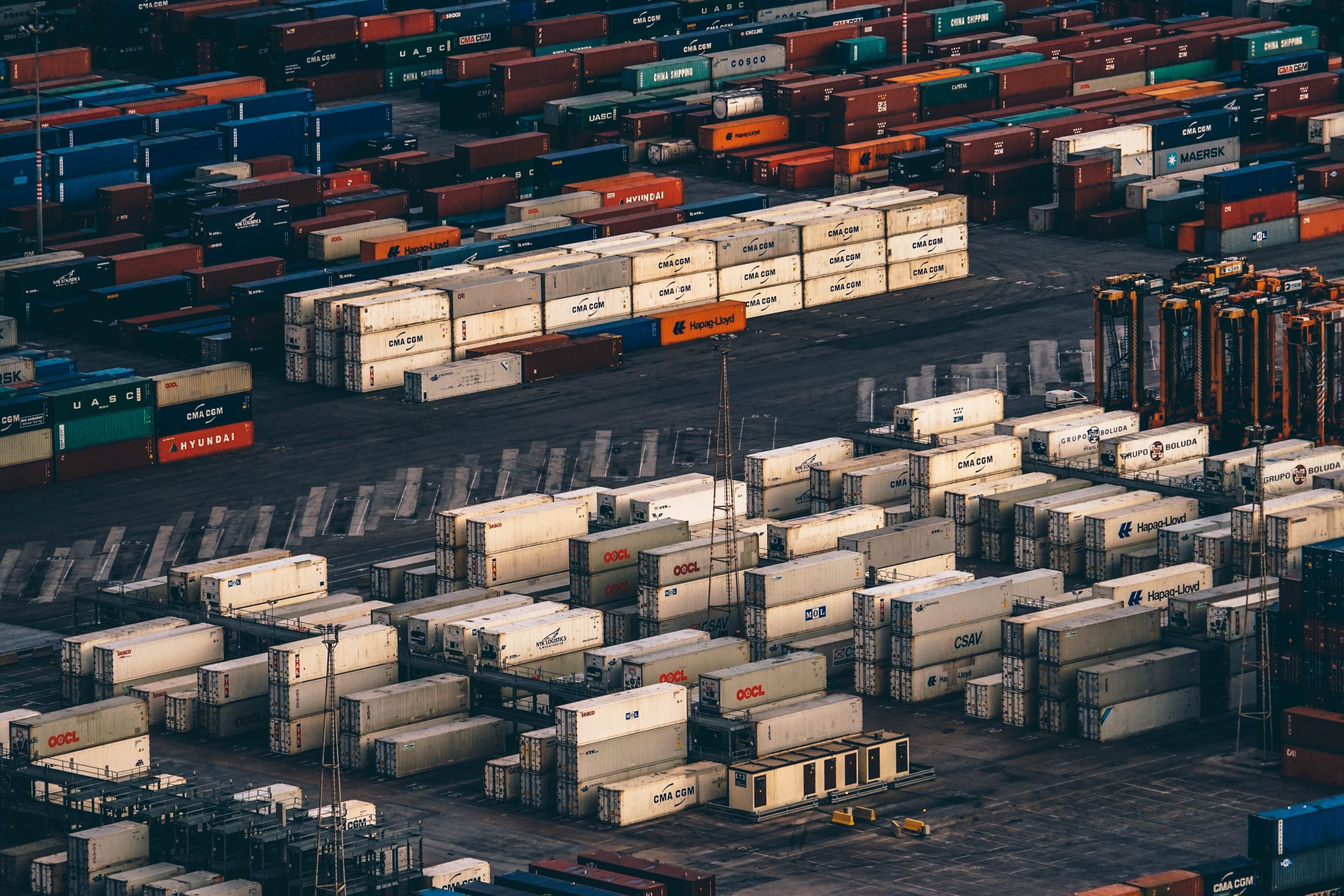 Cargo containers at an international shipping port