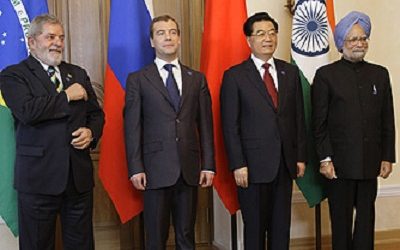 Leaders of BRIC nations standing together at a summit