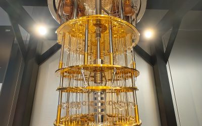 A quantum computer hardware system inside a research laboratory