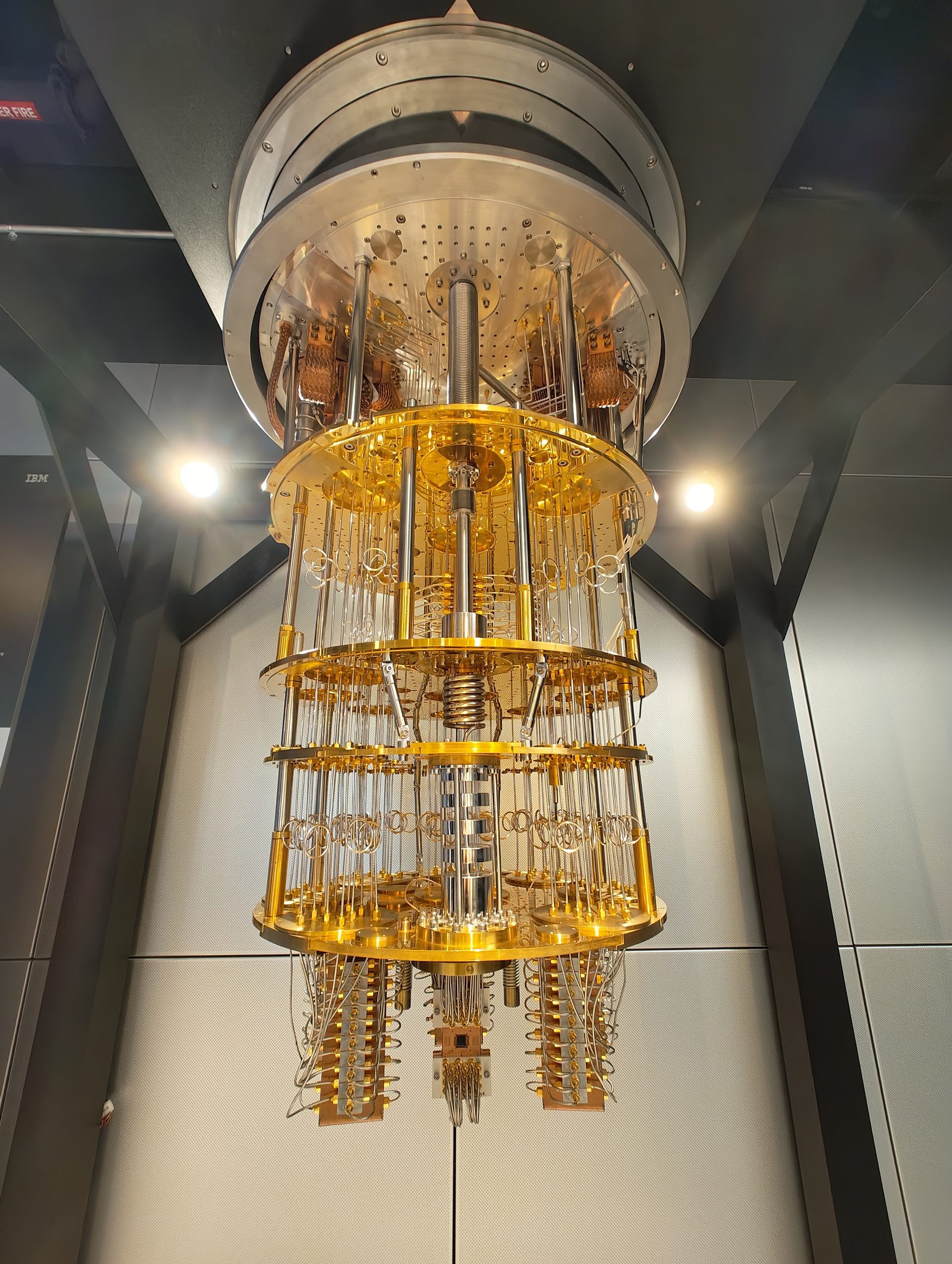 A quantum computer hardware system inside a research laboratory
