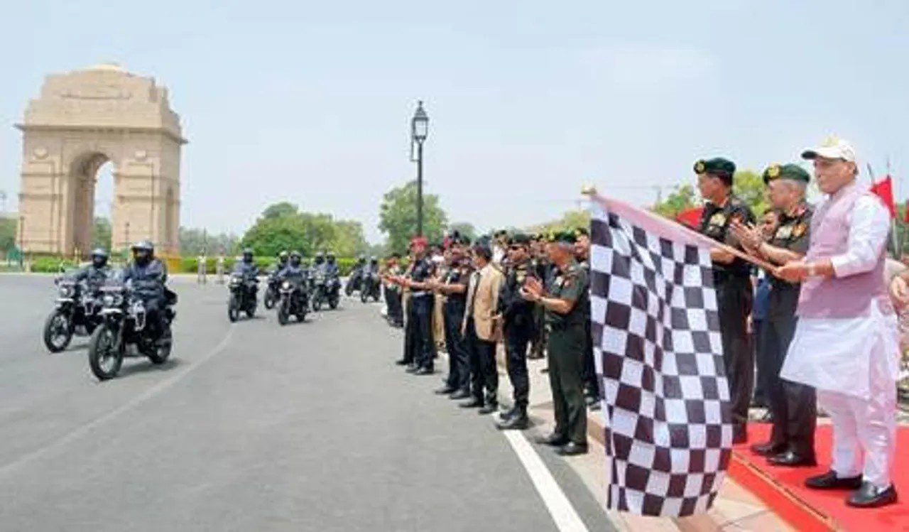 Union Defence Minister at a national event honouring the armed forces