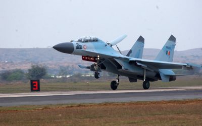 Su-30MKI fighter aircraft of the Indian Air Force in flight