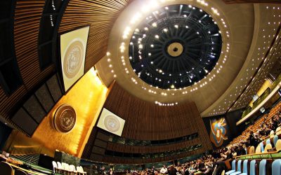 The United Nations General Assembly Hall at UN Headquarters in New York