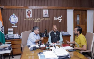 Officials in a meeting at the Deendayal Port Authority office in Kandla