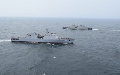 Sri Lankan and Indian naval ships sailing together during an earlier SLINEX exercise