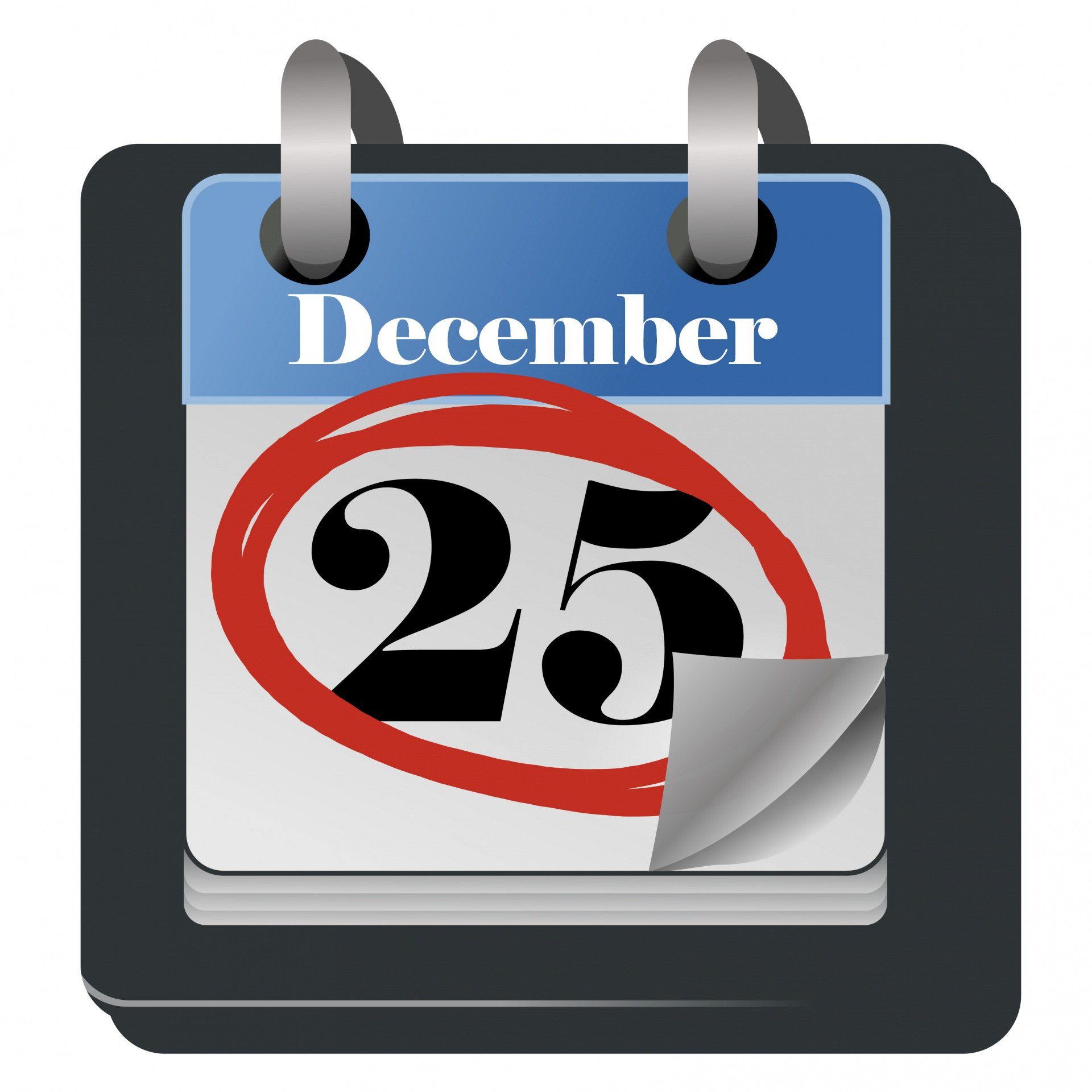 A tear-off calendar sheet showing the date 25