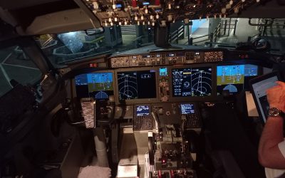 Cockpit of a Boeing 737 MAX airliner