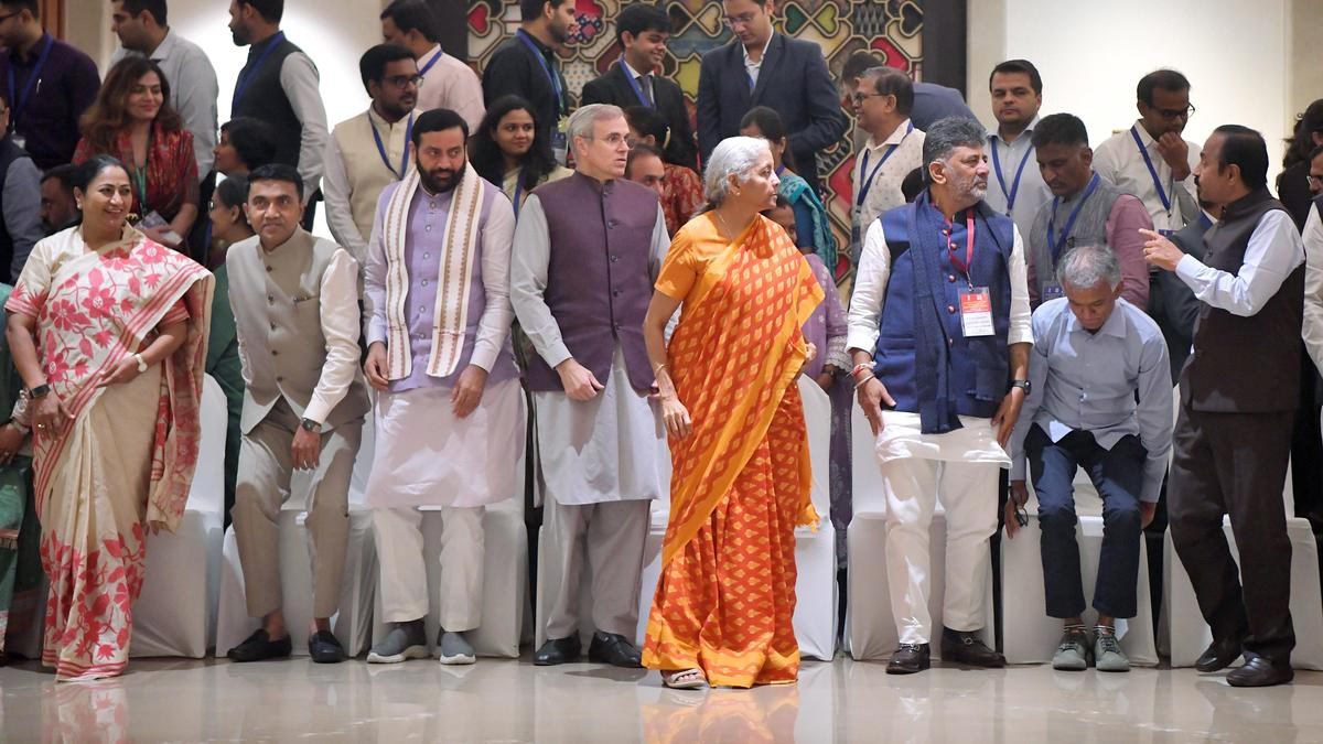 Union Finance Minister with State Chief Ministers and Finance Ministers in a group photograph at the 57th GST Council meeting in New Delhi