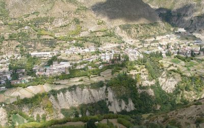 View of Keylong town in the Bhaga valley, Lahaul and Spiti, Himachal Pradesh