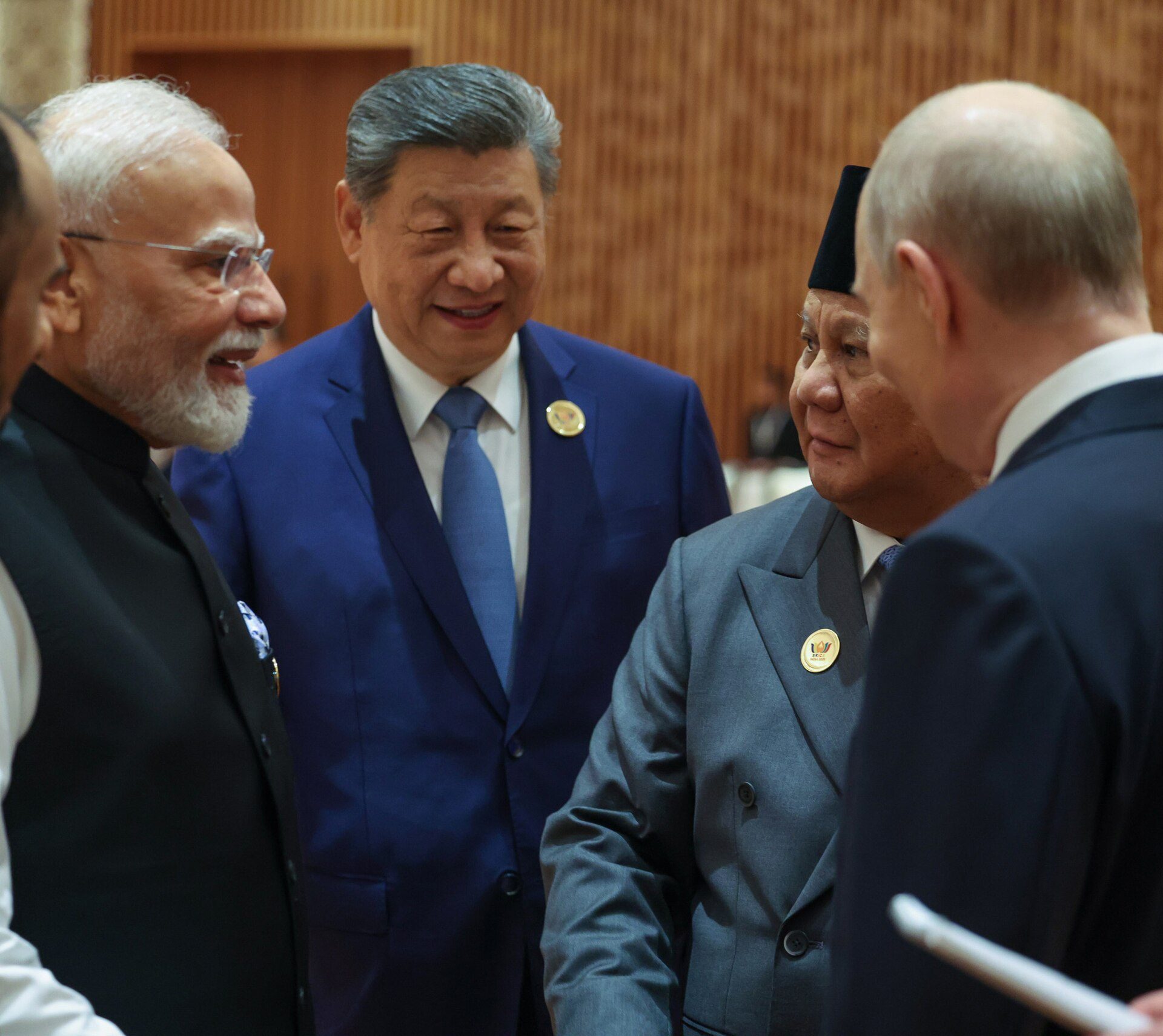 BRICS leaders at the 18th BRICS Summit, Bharat Mandapam, New Delhi