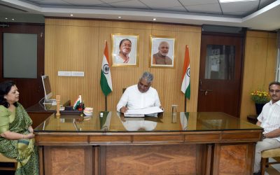 Union Environment Minister Bhupender Yadav at the Environment Ministry