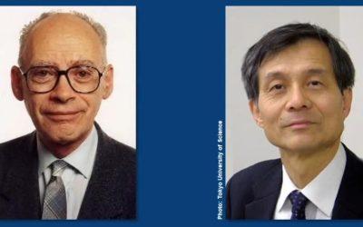 Portraits of chemists Henri B. Kagan and Kenso Soai side by side