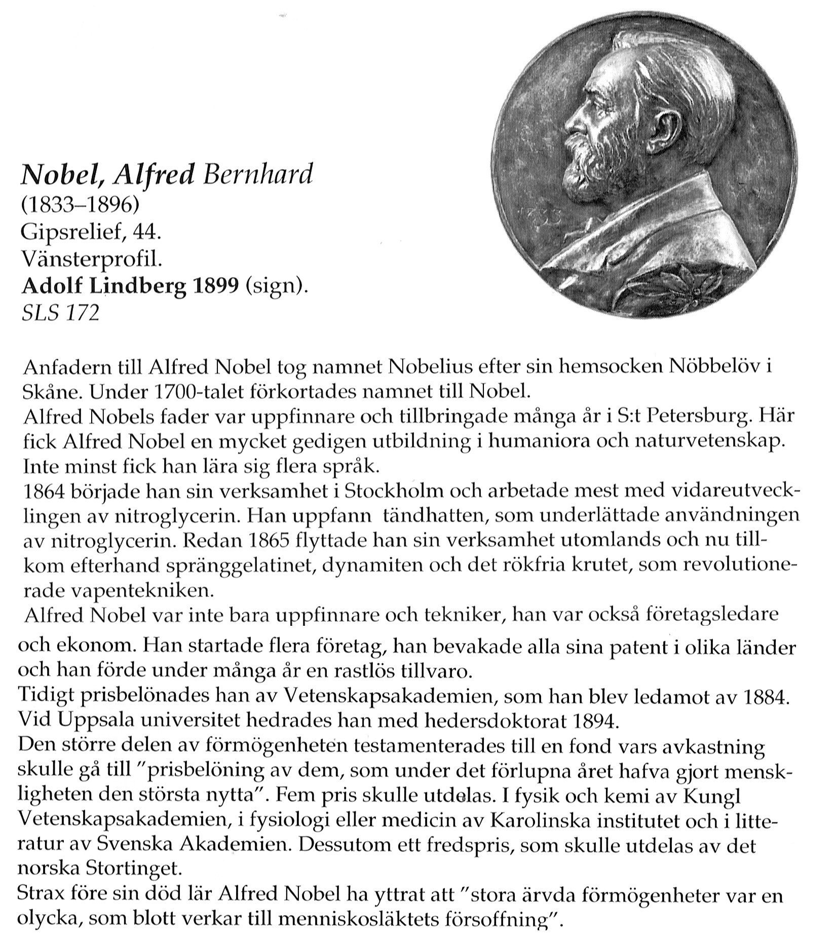 Portrait of Alfred Nobel, founder of the Nobel Prizes
